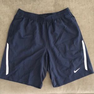 Nike Men's Navy Blue & White Dri-Fit Unlined Tennis Shorts Style #598574